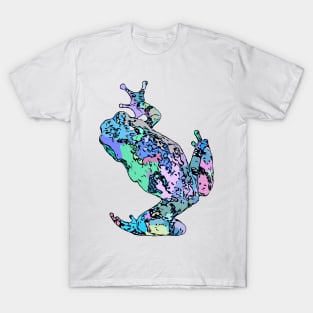 Blue Tree Frog Climbing Colorful Green Teal Turquoise T-Shirt